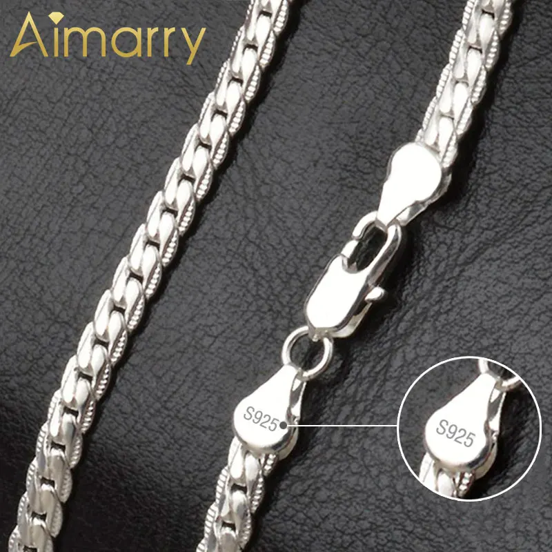 Aimarry 925 стерлингового серебра 18K Золото 5 мм полный Боком ожерелье для мужчин и