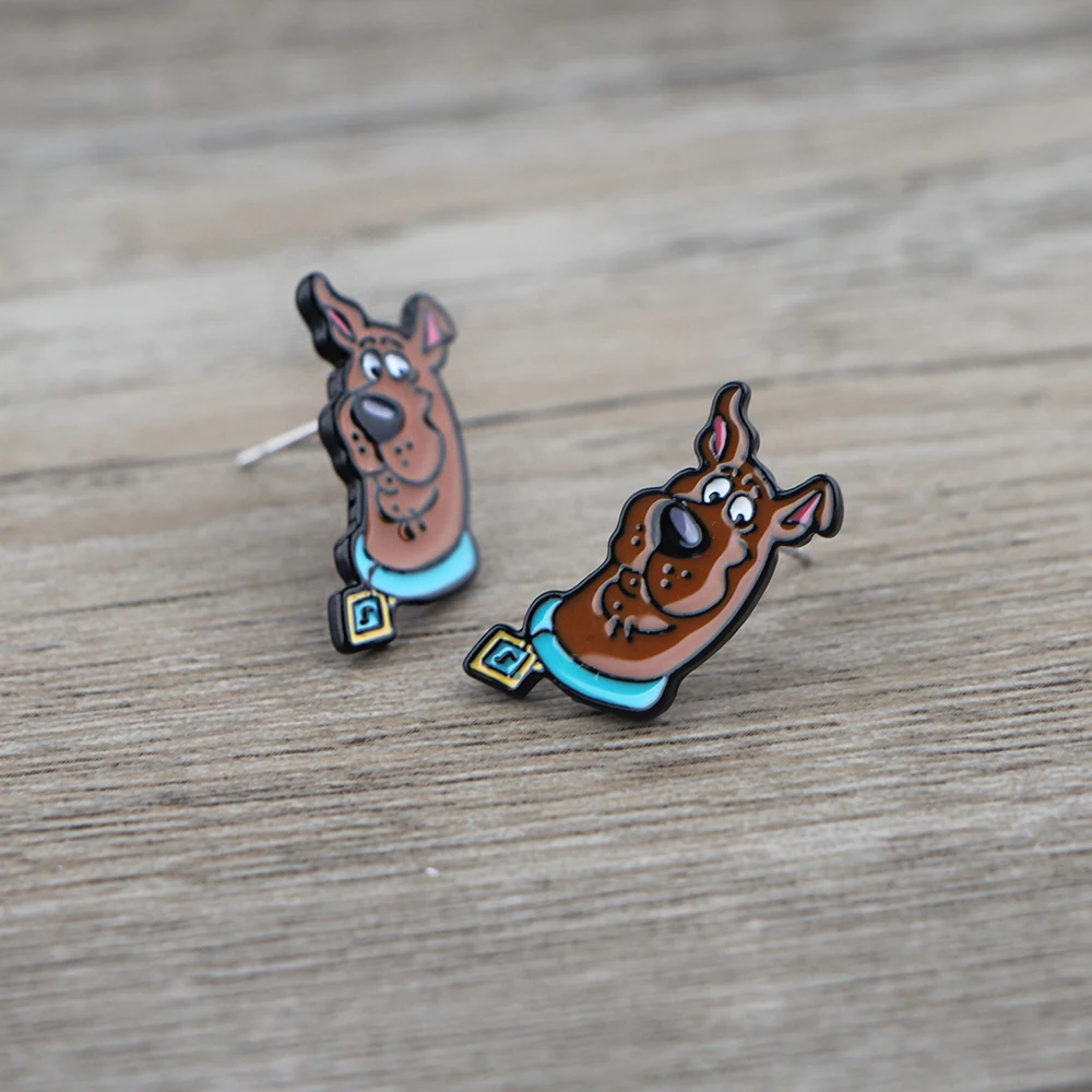 

HJ367 New Funny Anime Dogs Figure Stainless Steel Earrings for Women 2020 stud Enamel Jewelry Kids Gifts Girls