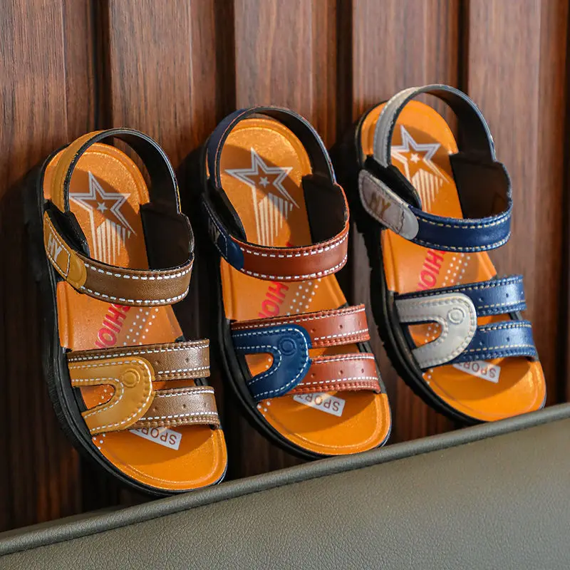 

Summer Kids Sandals Beach Shoes Children Little Boys Open Toe Flat Casual Sandals Fashion Non-slip Wear-resistant Soft Bottom