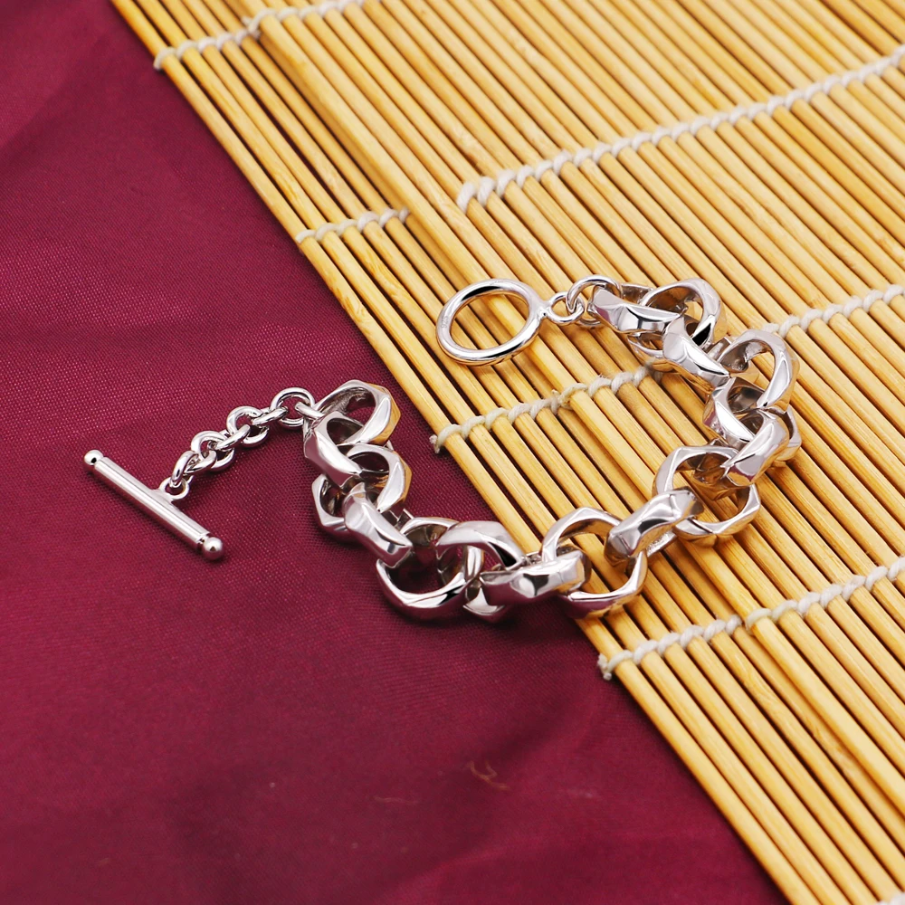 Мужской шестигранный браслет из серебра 2020 пробы шириной 925 мм|jewelry men bracelets|bracelet