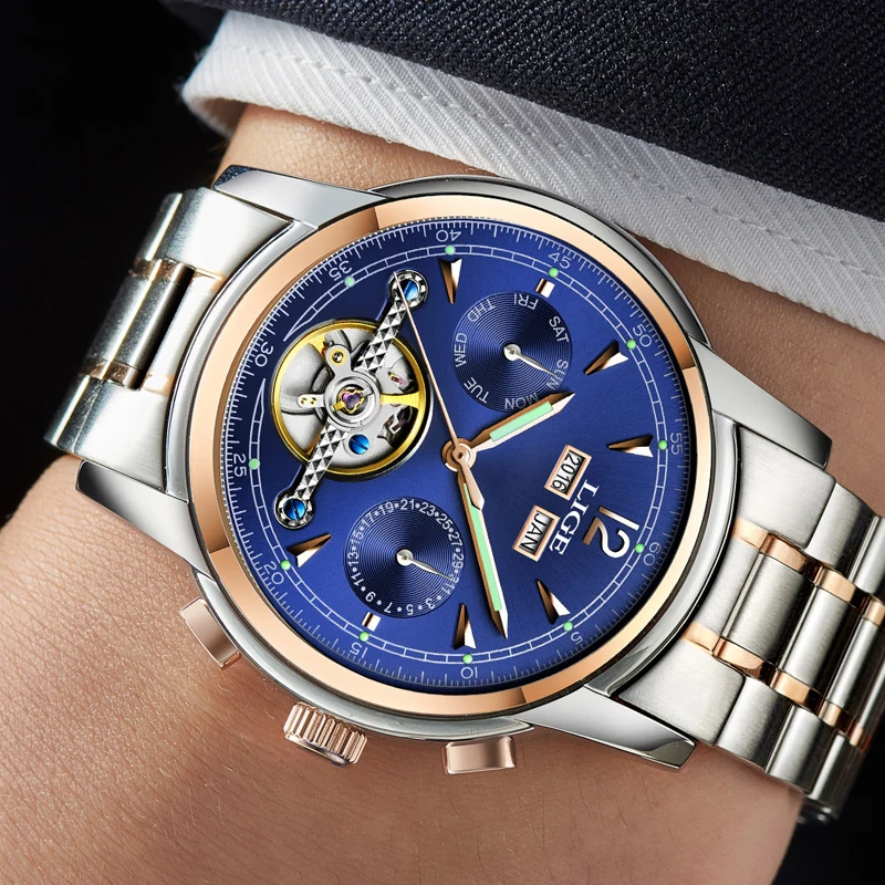 Relojes LIGE Мужские автоматические механические Спортивные часы мужские роскошные