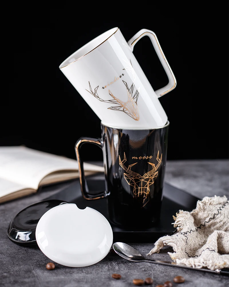 Керамическая кружка высокого качества с золотым рисунком Офисная керамическая