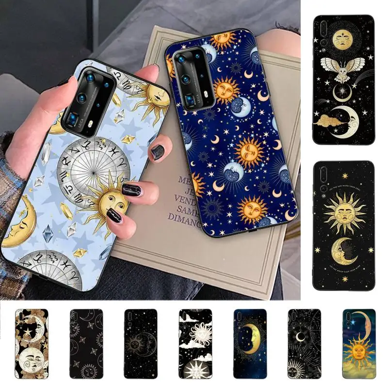

Funny Sun Moon Face Phone Case for Huawei P30 40 20 10 8 9 lite pro plus Psmart2019