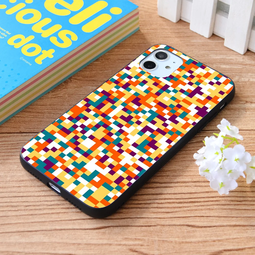 

For iPhone Colorful Pixel Pattern Soft TPU border Apple iPhone Case