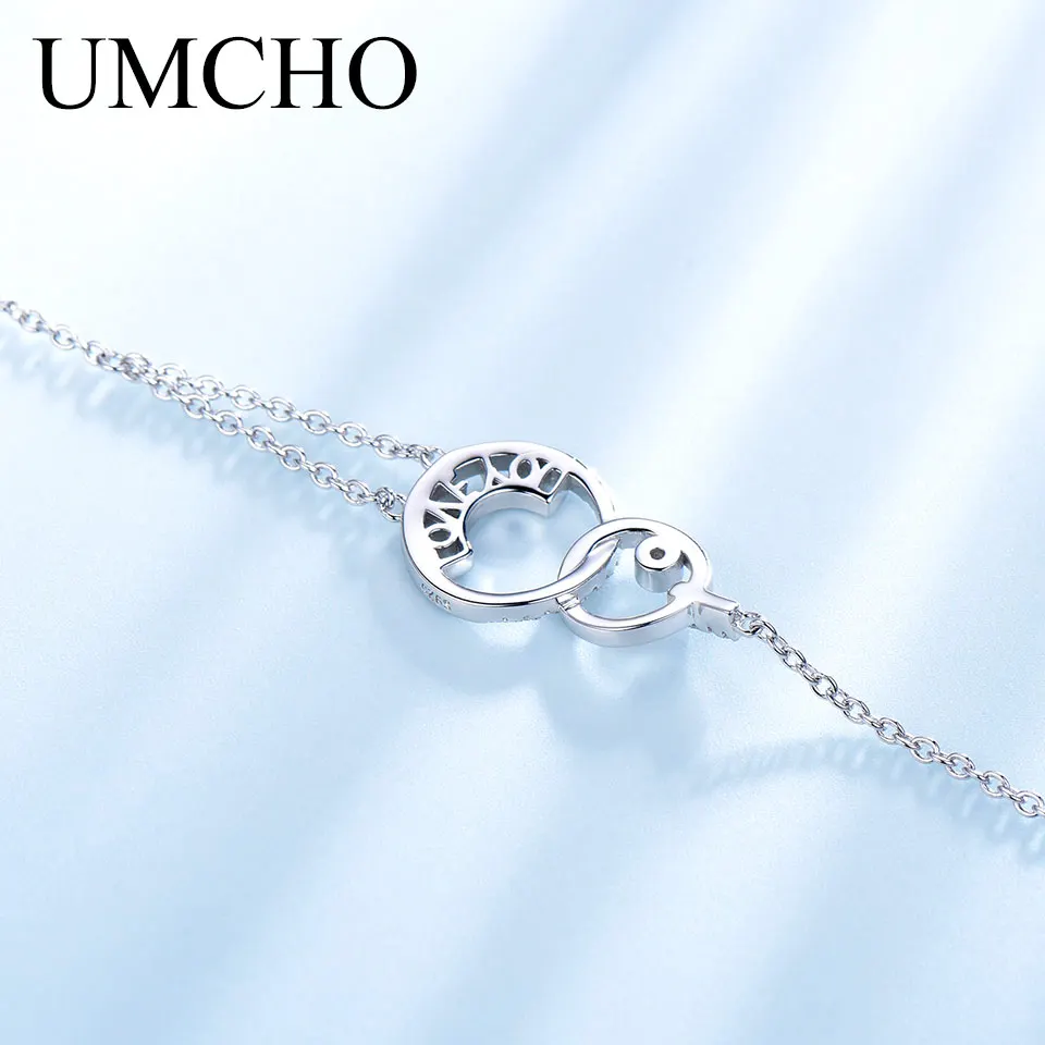 Женский серебряный браслет UMCHO с надписью LOVE YOU браслеты буквами из серебра 925
