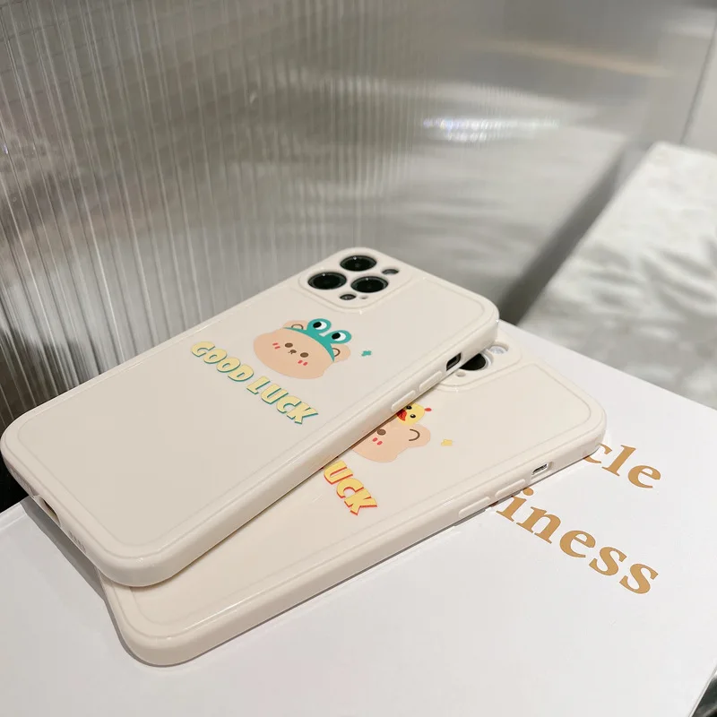 

Side bear silicone phone case is suitable for iPhone11 12Pro Max mini X XR XS XSMax 8 7PluS anti-drop protective back cover