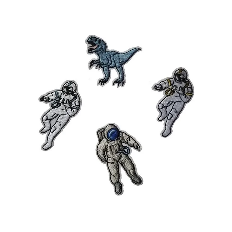 

50pcs/lot Embroidery Patch Black Astronaut Dinosaur Clothing Decoration Sewing Accessories Diy Iron Heat Transfer Applique