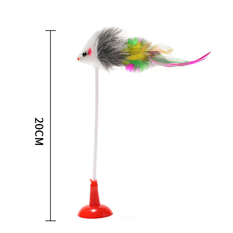 

1PCS Random Color Cat Teaser Toy Funny Sucker Mouse Cat Interactive Toy Cat Play Toy for Kitten Fake Feather Toy Dorakitten