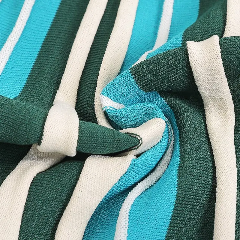 Женское трикотажное платье миди в полоску без рукавов японском стиле элегантное