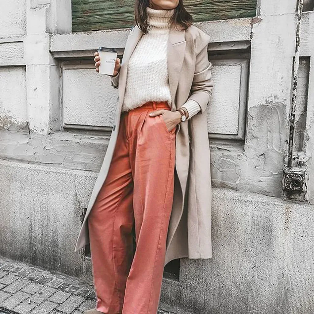

Fashion Women's Casual Pants Pocket High Waist Jeans Solid Color Pocket High Waist Harem Pants Cropped Pants 40*