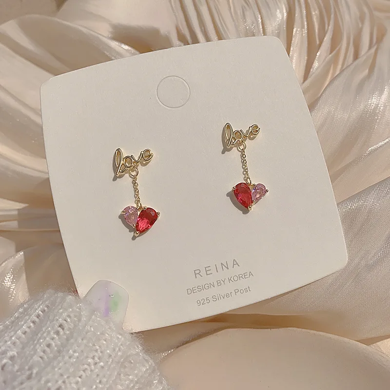 

Love earring design sense earrings simple personality set diamond earrings sweet lovely girl earrings
