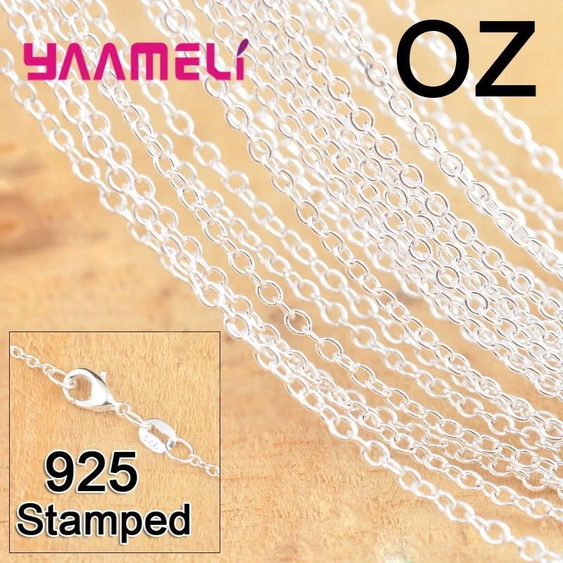 

50Pcs Stock Fast Free Shipping 925 Sterling Silver Jewelry Link Rolo Chains Necklace With Lobster Clasps for Pendant DIY Jewelry