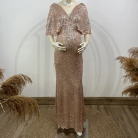 photo shoot sequined maxi shiny maternity dress with shawl pregnant gown evening party robe for woman photography accessories