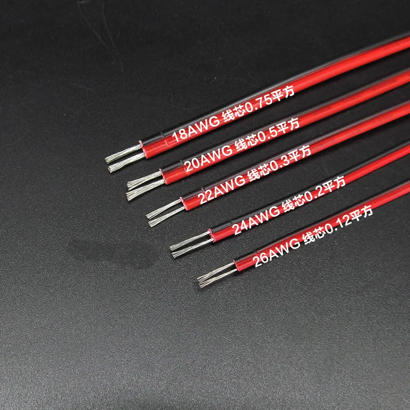 1 метр красный черный 2 контактный кабель из ПВХ Электрический медный резиновый