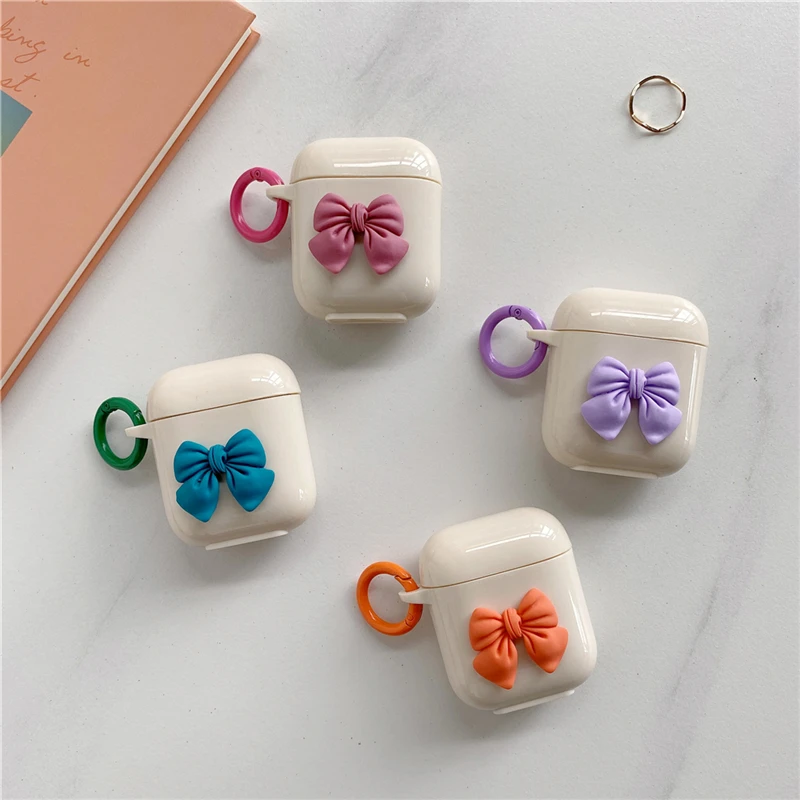 

Korean Cute 3D Color Bow Case For AirPods Pro 1 2 Bluetooth-Compatible Earphone Case Stylish Soft TPU Protection Cover Funda