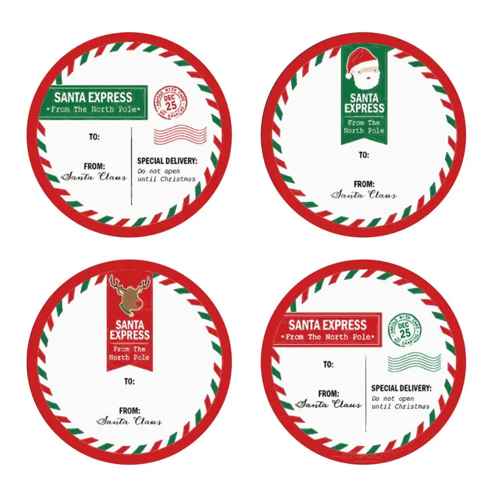 

Merry Christmas Stickers 50-500pcs Elk Candy Bag Sealing Sticker Christmas Gifts Box Label New Year Xmas Ornaments