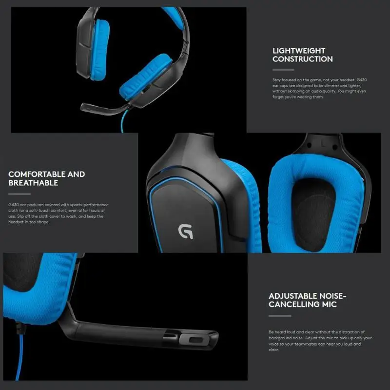 Гарнитура logitech G430 USB Проводная 7,1 объемная Регулируемая шумоподавление вращающиеся наушники для ПК/PUBG