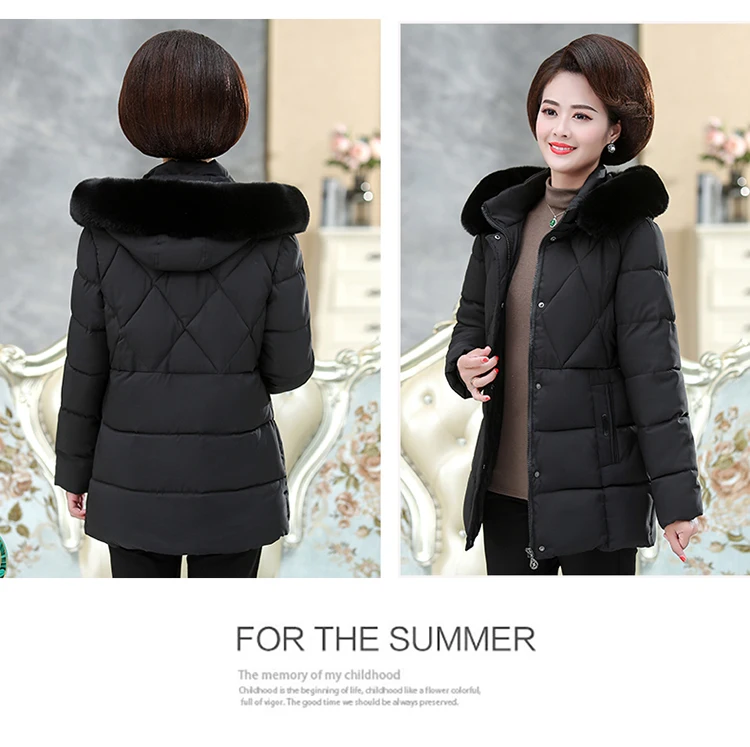 Women jacket winter female coat noble middle-aged cotton women's 2020 new solid color warm down jacket