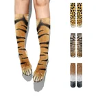 Новинка, женские носки с забавными животными и пальмовым принтом, новые классные носки с леопардовым принтом тигра, осенние и зимние носки унисекс, высококачественные носки