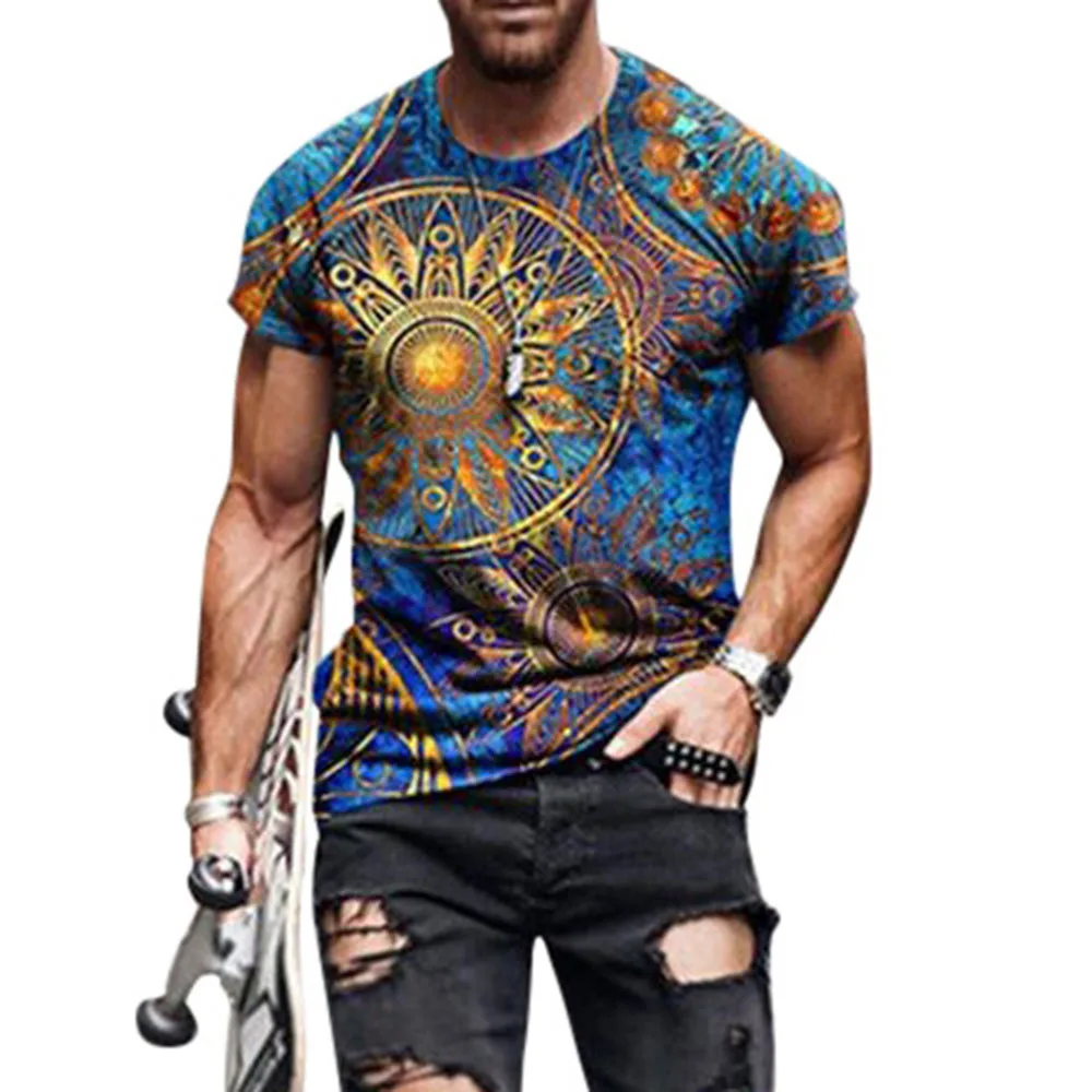 

Western Style Men T-shirt 2021 Spring Summer Fashion Hipster Simple Creative Designer Printing Round Neck Summer