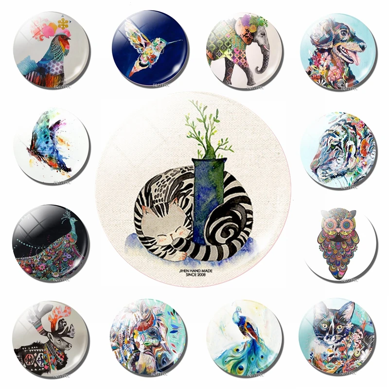 Милая Черная кошка живопись 30 мм магнит на холодильник художественное