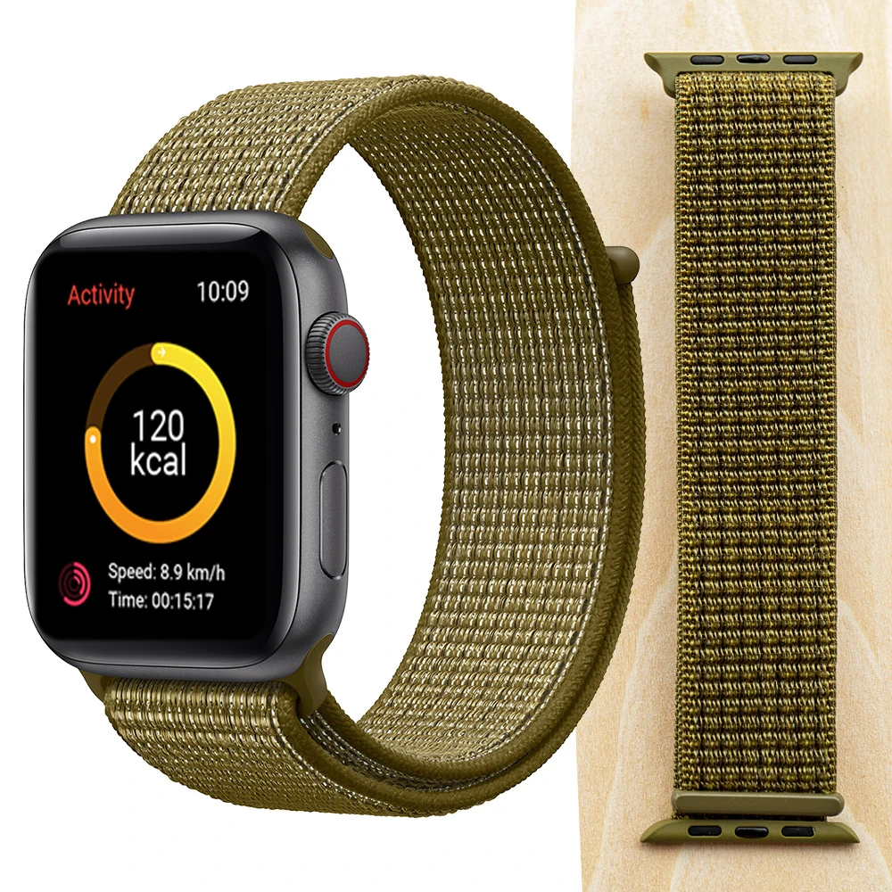 Olive Flak Новая высококачественная нейлоновая Спортивная петля для Apple Watch band Series 4 3 2 1 мягкий дышащий тканый ремешок 44 мм iwatch 42 мм 38 - Цвет ремешка: Olive Flak