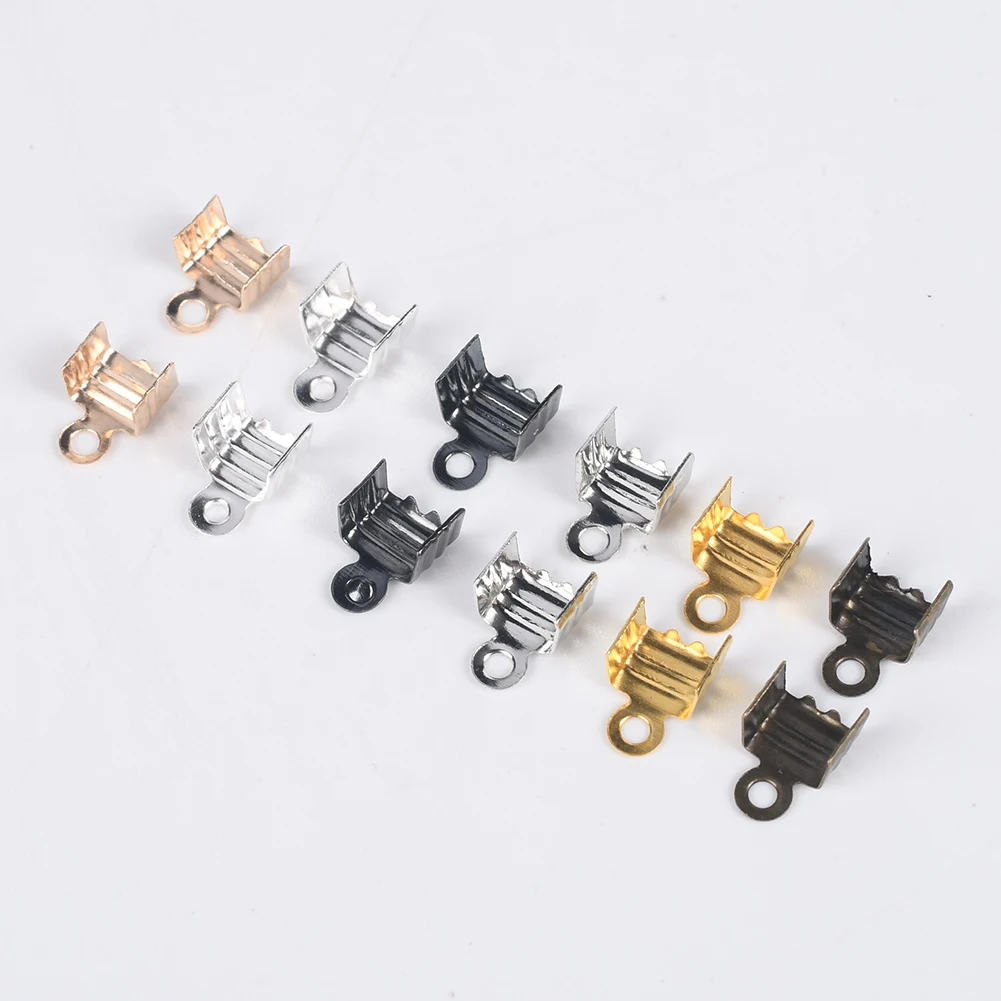 

100-200Pcs/Lot Cord End Tip Fold Over Three-Wire Crimp Clasp Rope Buckle Connectors For Jewelry Making Supplies