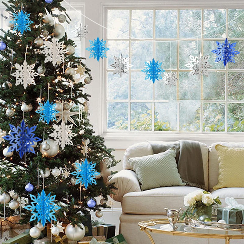 Замороженные Рождественские снежинки украшения 3D полые искусственные для