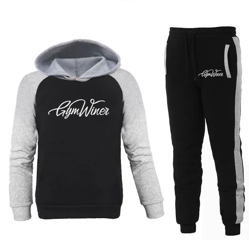 

Brand Clothing Men's Casual Sweatshirts Pullover Cotton Men tracksuit Hoodies Two Piece +Pants gym winer hombre sportswear