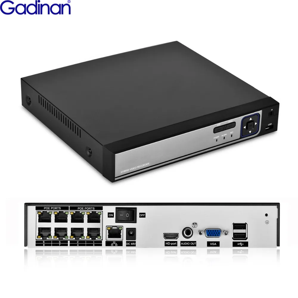 Видеорегистратор Gadinan H.265 H.264 POE CCTV NVR 8 каналов 4 канала 5 Мп PoE IEE802.3af для ip камеры с
