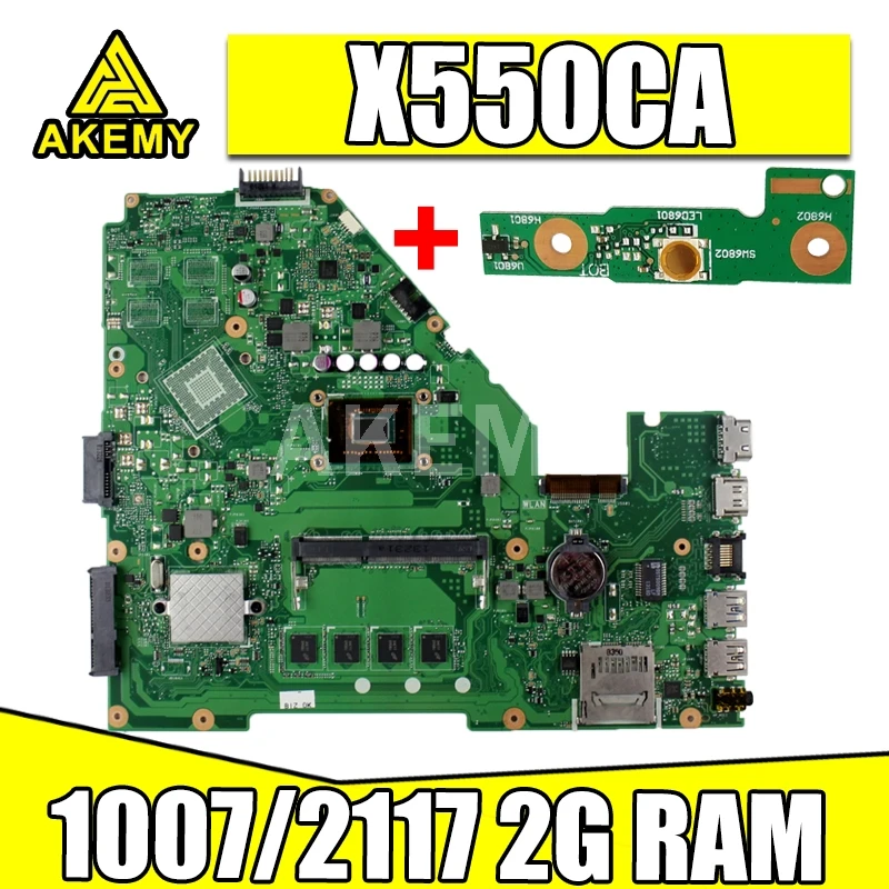 

Akemy X550CC Laptop motherboard For Asus X550CA X550CL R510C Y581C X550C A550C original mainboard 2GB-RAM 1007U/2117U CPU