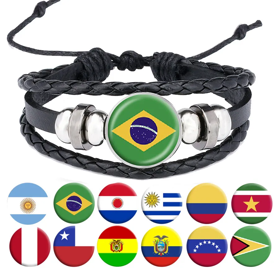 Браслеты с национальным флагом Аргентина Бразилия Перу Чили Боливия Колумбия