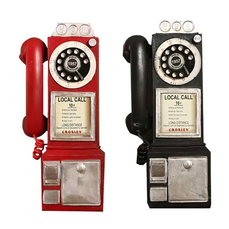 

Creativity Vintage Telephone Model Wall Hanging Ornaments Retro Furniture Phone Miniature Crafts Gift For Bar Home Decoration