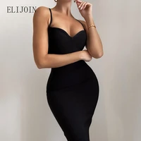 elijoin dress sexy party dress solid color backless sling bag hip long skirt dress female
