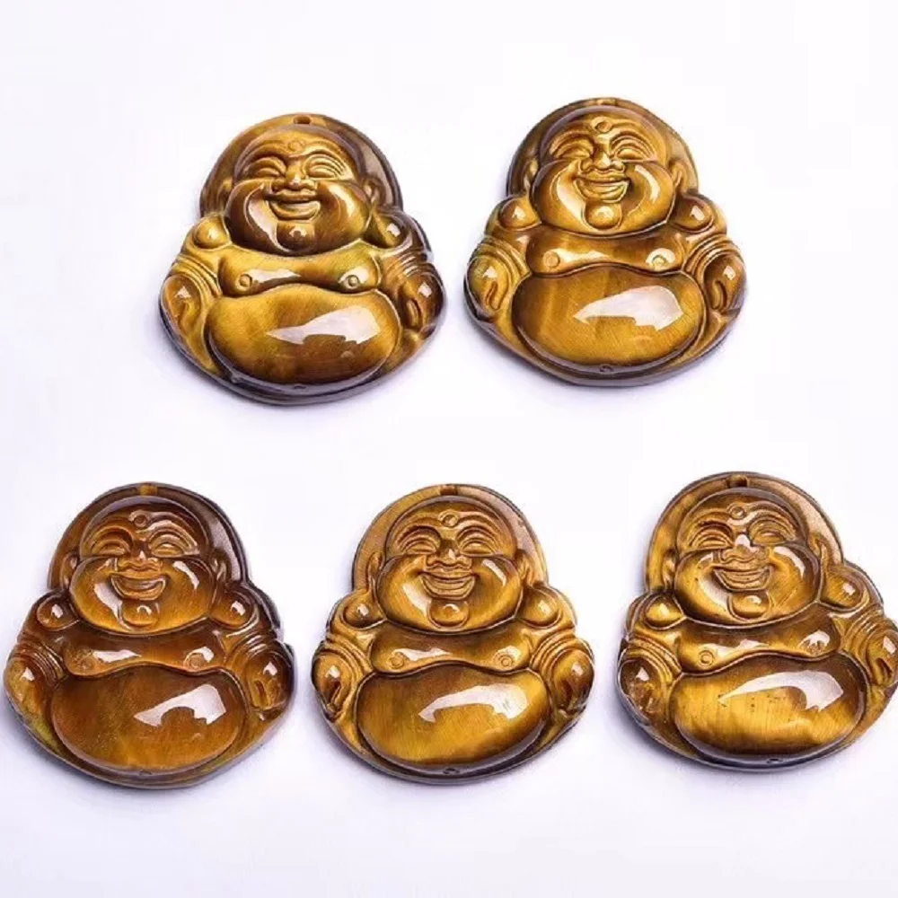 Натуральный тигровый Ite ручной работы Будды сердце капли воды Бог удачи кулон