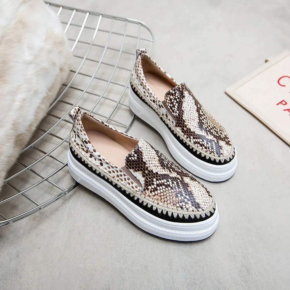 Лоферы на платформе для женщин Роскошная обувь ручной работы из натуральной кожи