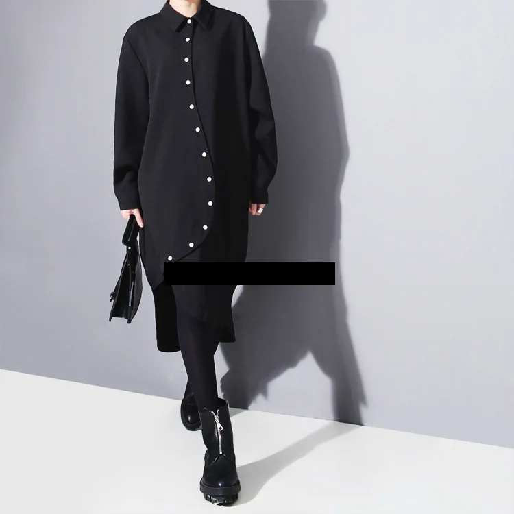 Женское асимметричное платье-рубашка GETSRING длинная свободная хлопковая рубашка