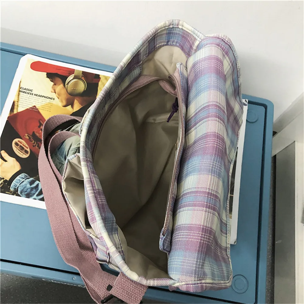 

Luxury Check Pattern Designer Women's Shoulder Bags High Quality Canvas Youth Student Bookbag Fashion Ladies Travel Bags Bolsos