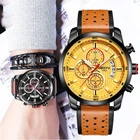 Модные мужские часы NIBOSI, брендовые Роскошные спортивные часы с хронографом, мужские часы с кожаным ремешком, военные кварцевые часы для мужчин, наручные часы