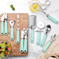 9pcsset kitchen stainless steel can opener baking set pizza peeler cheese knife garlic press grater kitchen set kitchen tool