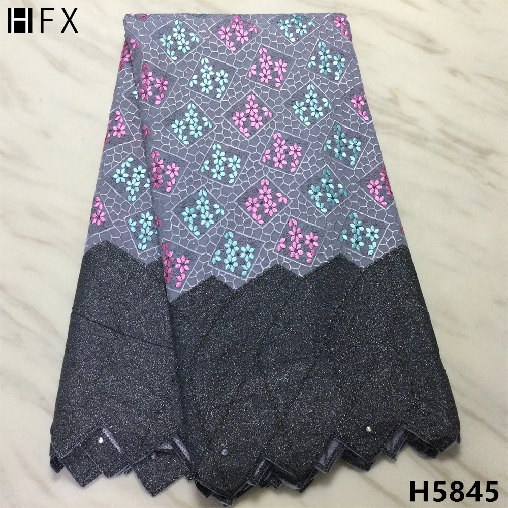 

HFX factory Swiss Lace Fabric African Swiss Voile Lace High Quality 5Yards Autriche Brode 100% Cotton Fabric For Dress H5845
