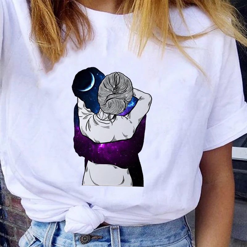 

Women Graphic Space Funny Clothing Kawaii Short Sleeve Casual 90s Fashion Lady Clothes Tops Tees Print Female Tshirt T-Shirt