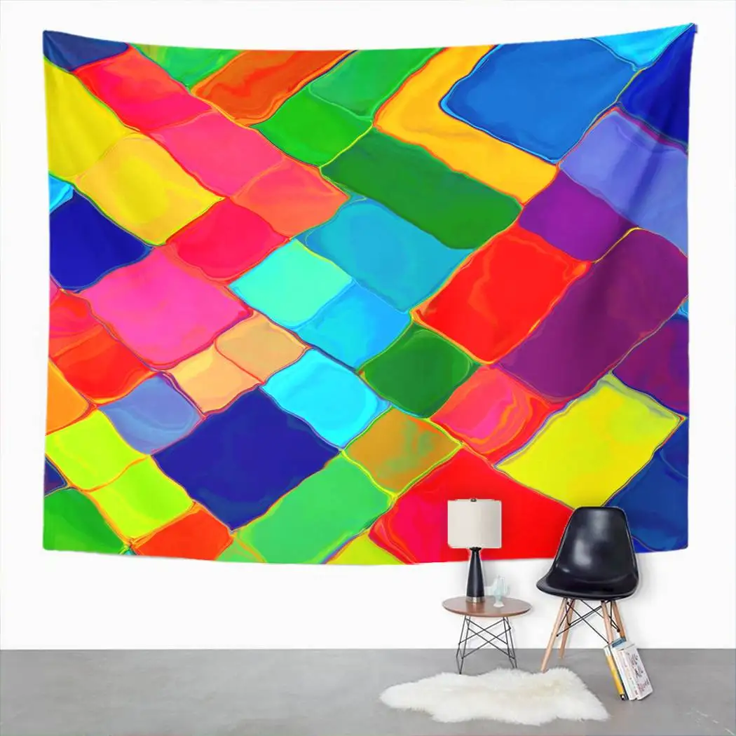 

Striped Tapestry Abstract Mosaic Tapestry For Bedroom Room Decor Wall Hanging Wall Art Tapestry Picnic Mat Beach Towel Bed Cover