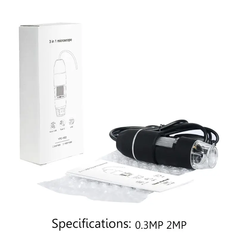 2MP 1080p 3 в 1 USB Type-C Micro-USB 1000X микроскоп Лупа камера видео эндоскоп для android- Phone OSX Windows PC