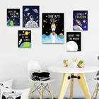 Мультфильм Вселенная, космос, планета холст живопись вдохновляющий ракета, космонавт Плакат Детская комната спальня настенные картины