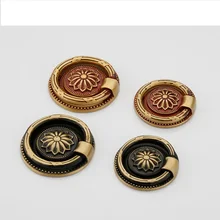 Surface-mounted concealed bronze drawer handle, Chinese black brass concealed buckle handle, furniture hardware accessories