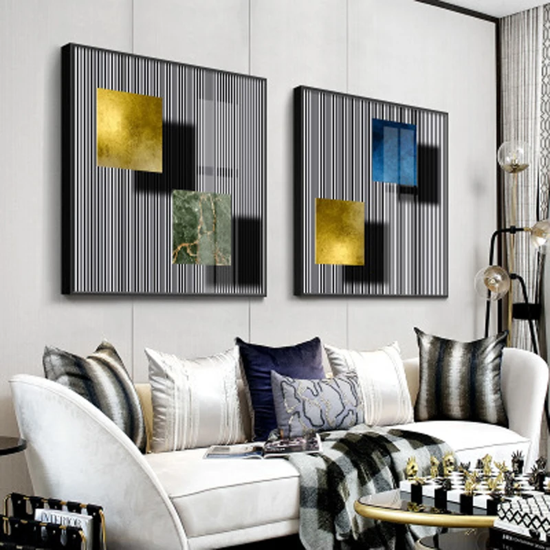 Абстрактная синяя геометрическая форма винтажный печатный плакат