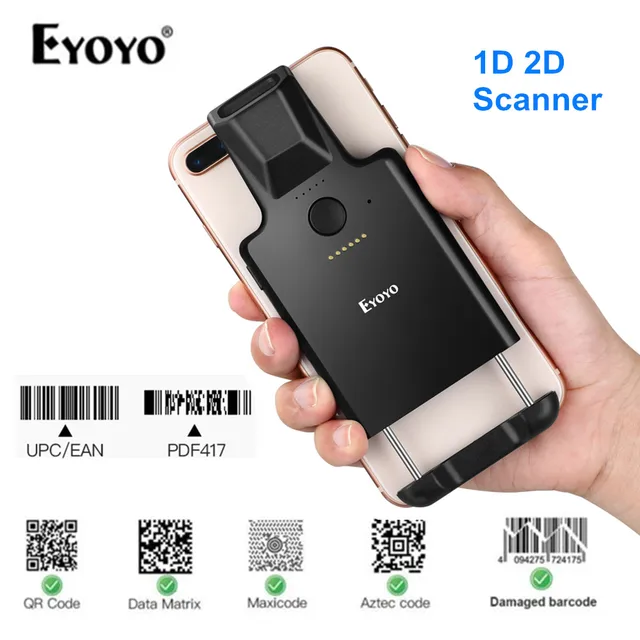 Eyoyo phone barcode scanner usb bluetooth1d 2d pdf417 data matrix code maxicode screen scanning android ios system computer