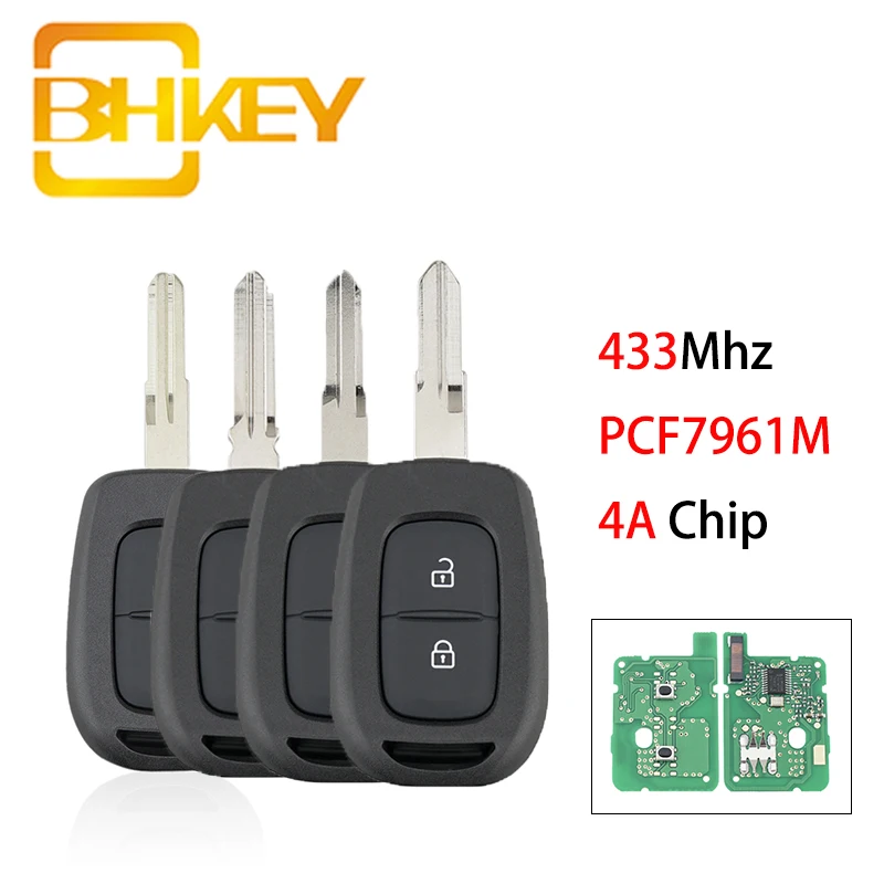 Автомобильный ключ BHKEY PCF7961M 4A с 2 кнопками дистанционный для Renault Sandero Dacia Logan Lodgy