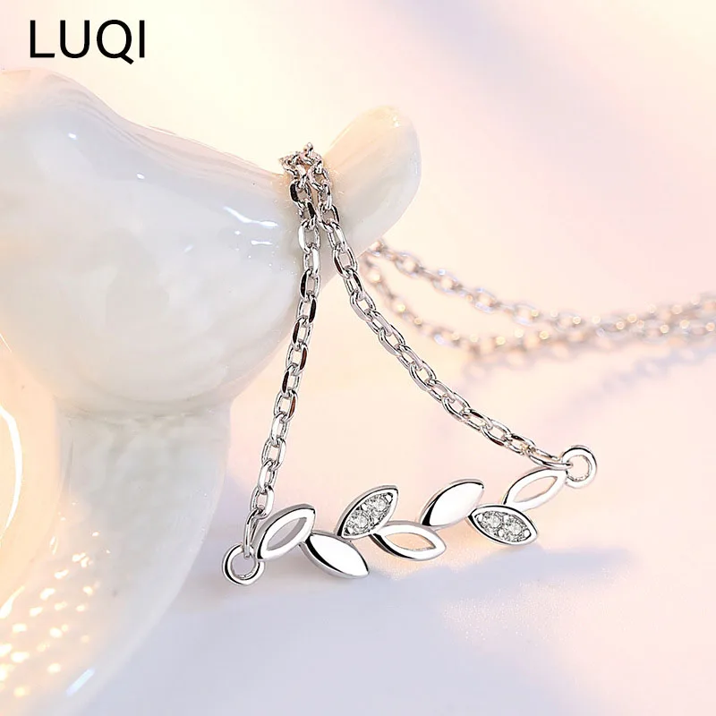 

Простое модное изысканное ожерелье из серебра S925 пробы в форме оливковой ветки и листа для девушек X24